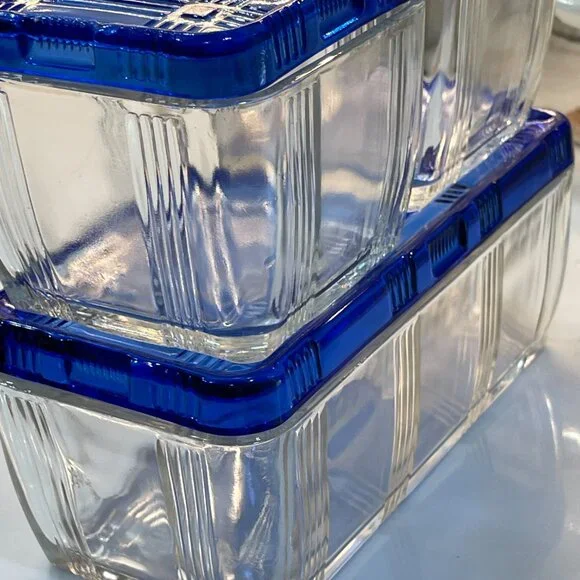 Vintage 1940s Hazel Atlas Refrigerator Dish Set (6 total pieces)